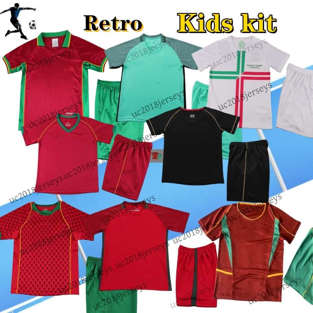 Kit enfants Maillots de football rétro classiques du Portugal 98 99 00 0206 12 13 16 18 PT Enfants PAULETA RUI COSTA FIGO PEPE Maillot de footbal