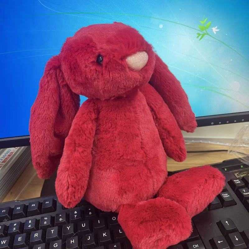 Stuffed 30cm Christmas Red Plush Shy Rabbit Soft Doll He Decorates Cat Dog Interactive Toy Pet Gift Y250425 W260306-image-1096673219