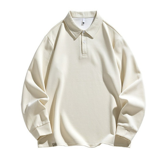 a74 Men Long-sleeved Autumn and Winter Heavy Loose Solid Color Lapel Youth Casual