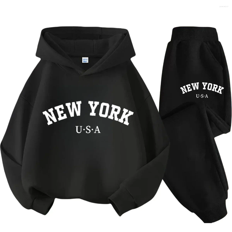 Clothing Sets Children Hoodie Tracksuit Autumn Winter York USA Letter Graphic Sweatshirt Pant Suit Baby Boy Girl Kid Sport Two Pieces Set H251208-image-1087662573