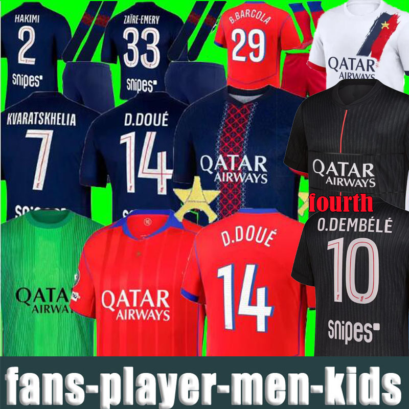 24 25 26 maillot de foot JOAO NEVES soccer jerseys VITINHA O.Dembele BARCOLA HAKIMI Ugarte football shirt 2025 hommes enfants MEN kids LEE KANG I-image-873050222