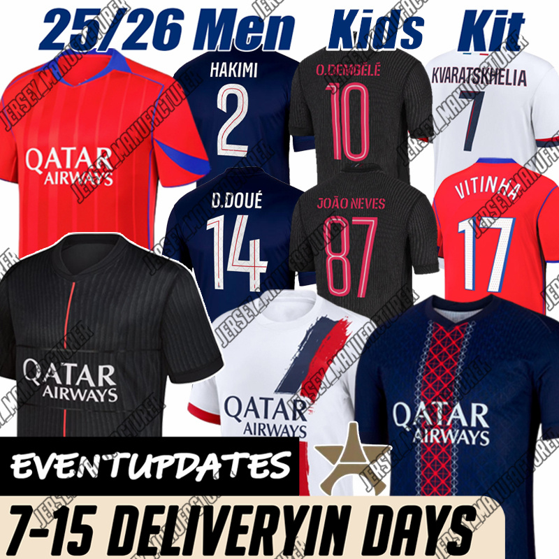 25 26 psges Jerseys KVARATSKHELIA BARCOLA O.Dembele G.RAMOS Kits 2025 maillot paris st germain de foot HAKIMI SERGIO Paris maillot Shirt men kids-image-979610405