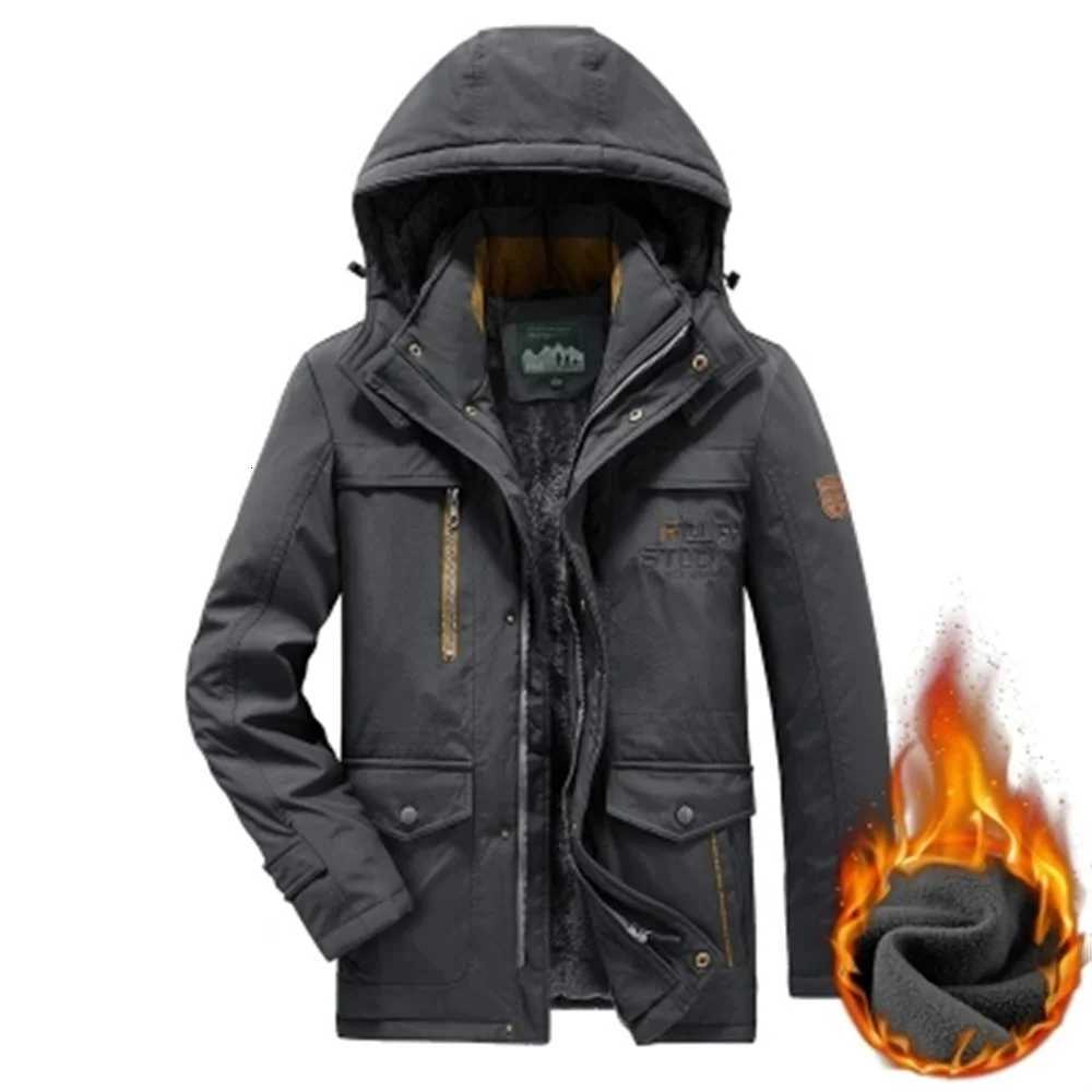 Winter Casual Vintage Warm Workwear Jacket Mens Fleece-Lined Military Parka Coat Thicken Detachable Hooded Parkas Men Overcoat X251125