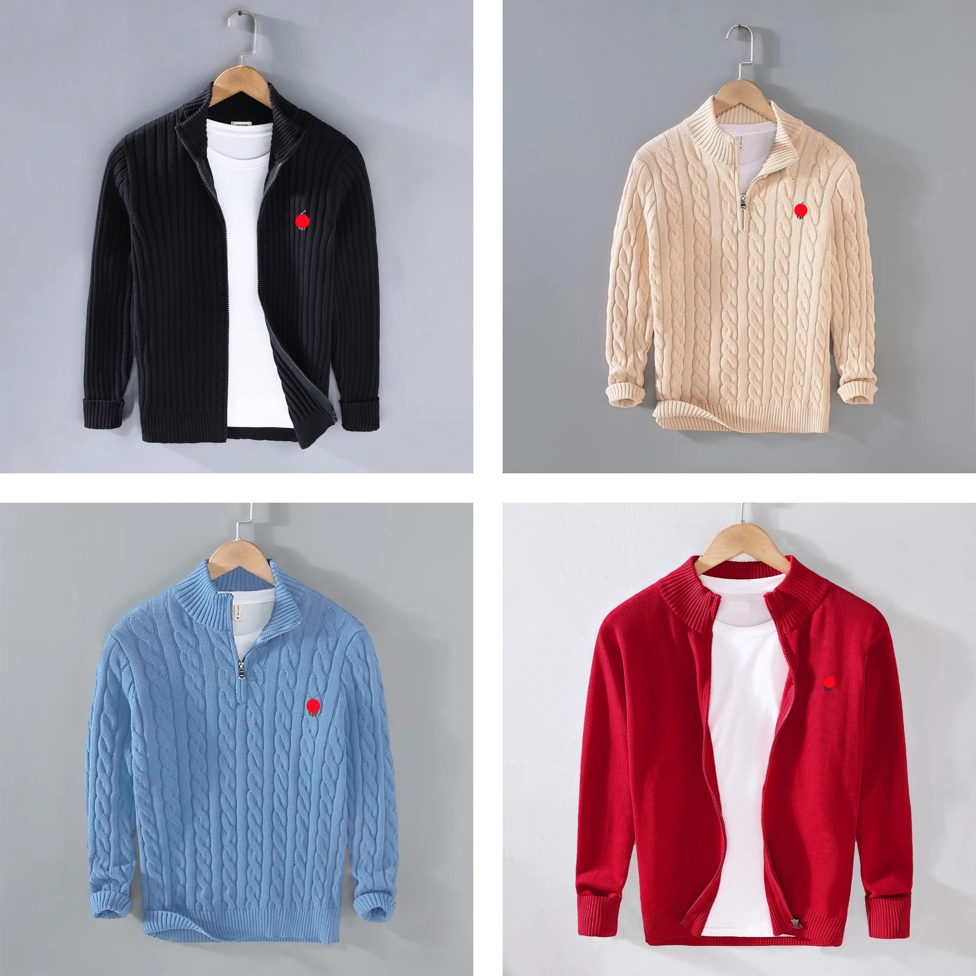 Designer polo shirts Mens Sweaters cardigan Half up women knitted zip pull Cotton Embroidery coat luxury casual Business Warm Comfortable sewaters