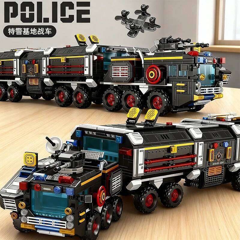 Large Military Building Blocks Set Base Vehicle Armo Car Battle Truck Police Tank Construction Toy for Boys Christmas Gift C251204-image-1087261929
