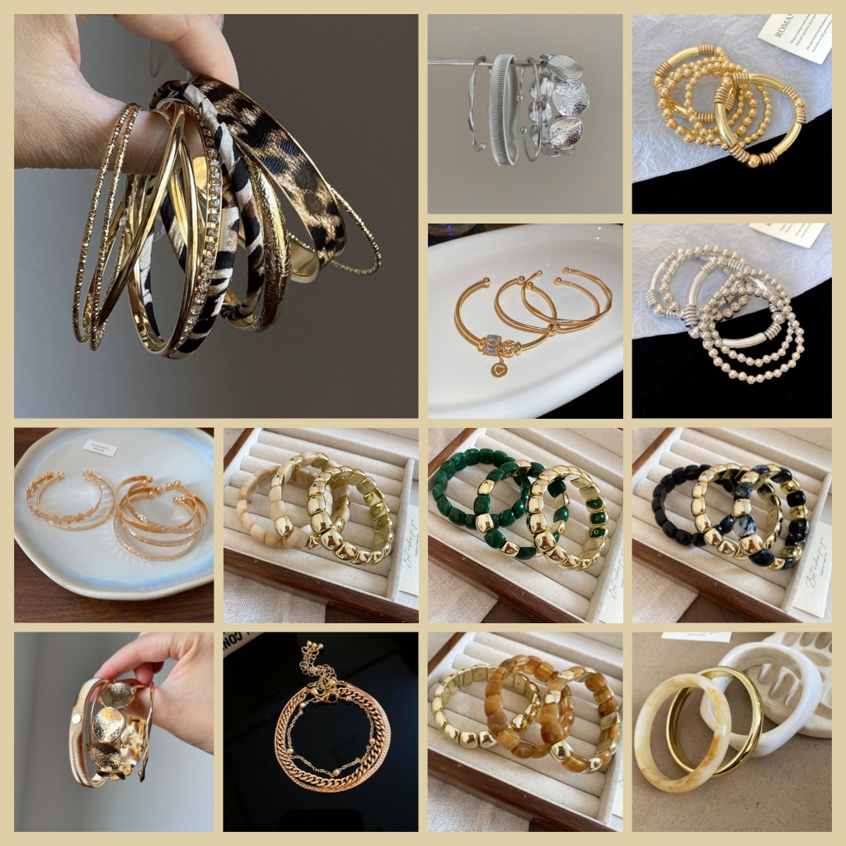 3-6 pièces ensemble Punk à la mode multicouche bracelets pour femmes couleur or bracelets de mode bijoux ensemble de bijoux de fête bracelet de c