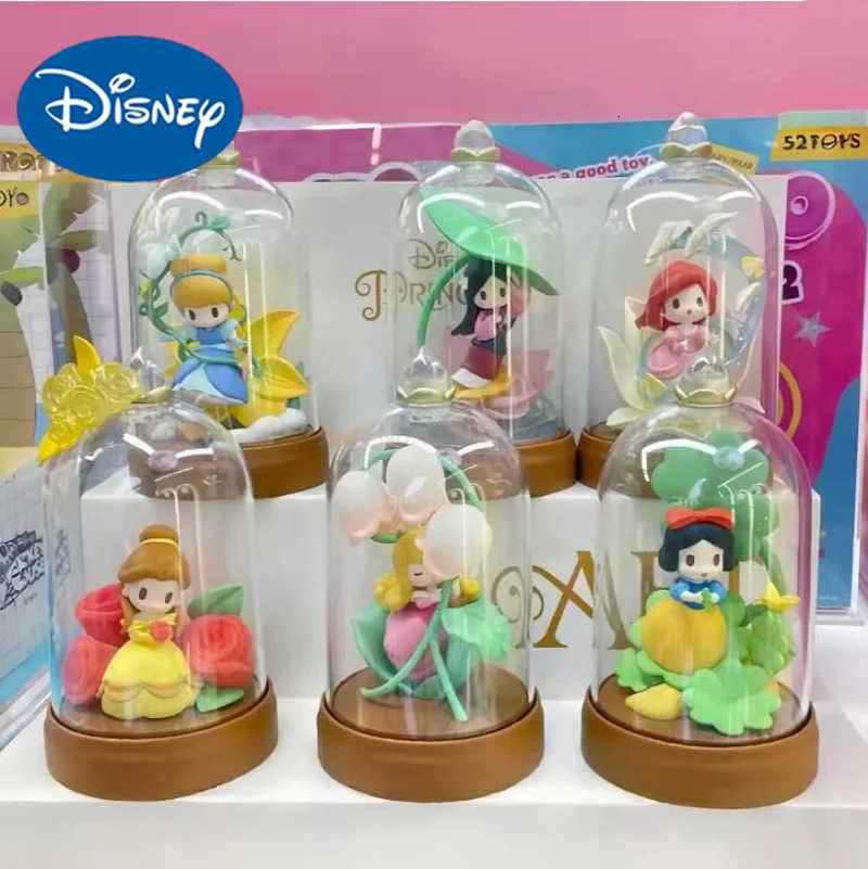 Disney Princess Blind Box Toy Glazed Flower Shadow Series Cartoon Figure Mermaid Hua Mulan Belle Luminous Decor Valentine Gift H251125-image-1085972260