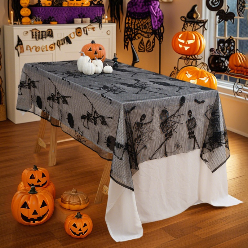 New American Country Style Lace Tablecloth for Black Coffee Tables, Cafes, and Study Tables P6TX01-image-1086164005