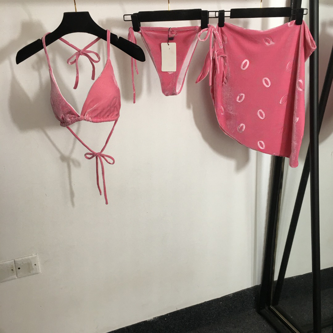 swimwear women designer girl brand swimsuit summer bikini fashion letter ladies velvet underwear lady Velvet triangle swim trunks womens Velvet shor