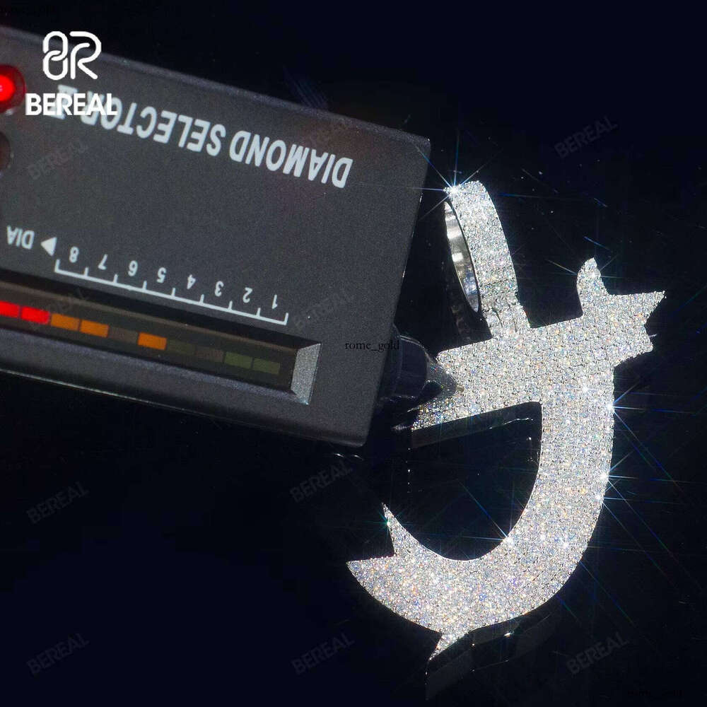 Custom Premium Pass Test Moissanite VVS Silicon Ice Letter Initial Pendant 925 Silver Women's Jewelry
