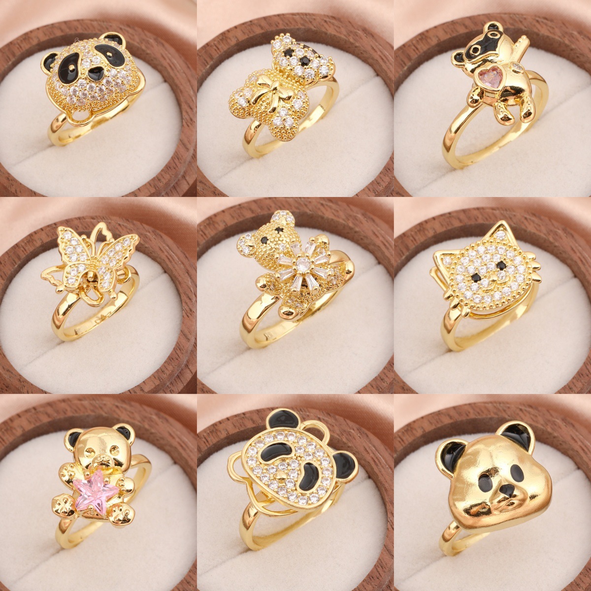 Rotatable ring cute little panda ring Designer Love Ring Heart Band Rings for Men and Women Luxury Fashion Jewelry Unisex Ring Gold Silver Rose Ring