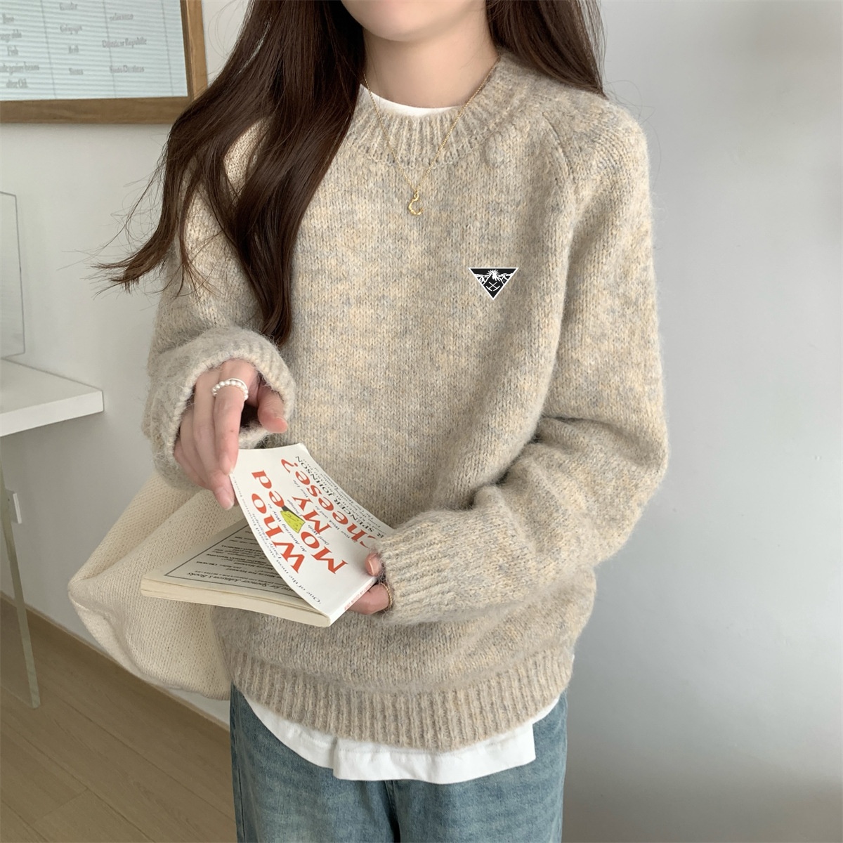 Designer sweater woman cardigan pullover knit round neck high collar womens fashion letter white black long sleeve clothing pullover shirt 01