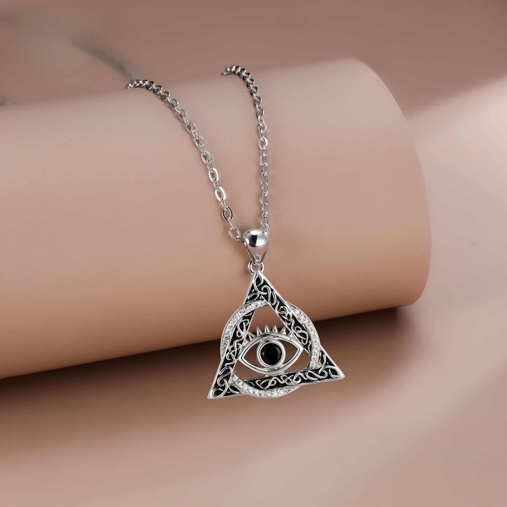 Collier avec Triangle mauvais œil pendentif argenté collier de créateur bijoux collier de mode hommes colliers pour hommes femmes moissanite chaî