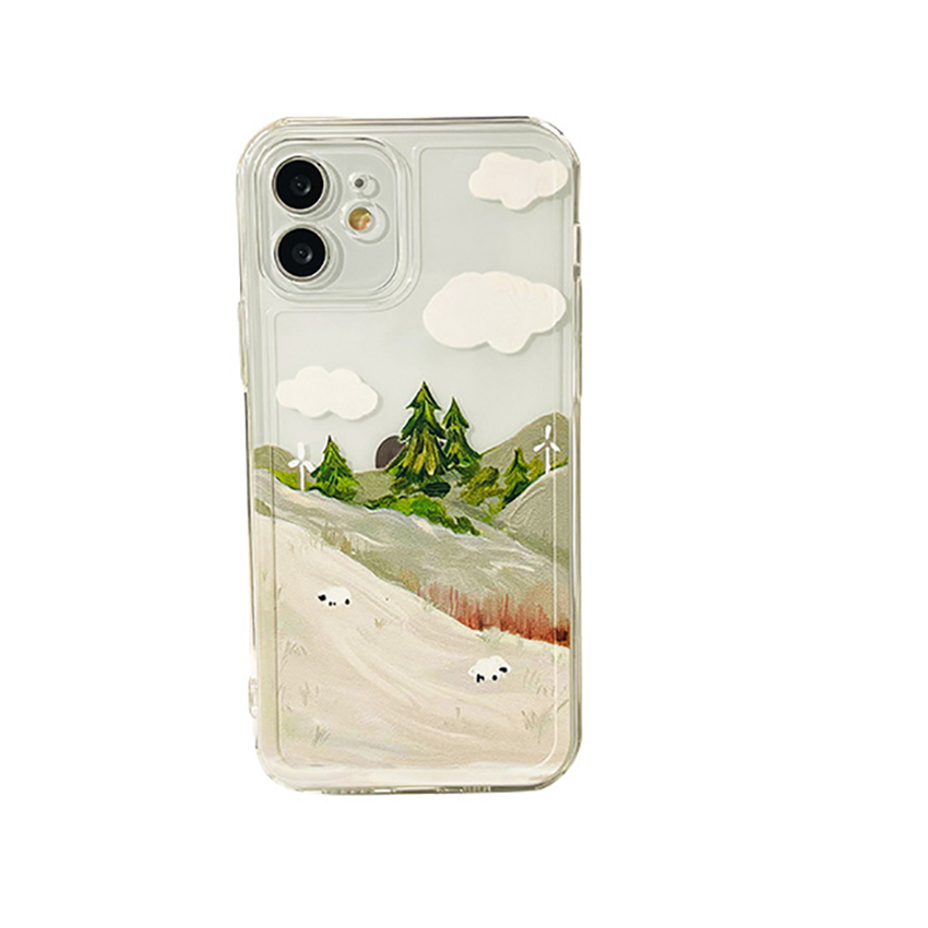 Transparent Painted Phone Case For Iphone 16 15 14 13 Pro 12 11 Max Plus Oil Painting Plateau 16Pro 16Promax Phone Case Tpu 15Pro 8 15Promax Cove