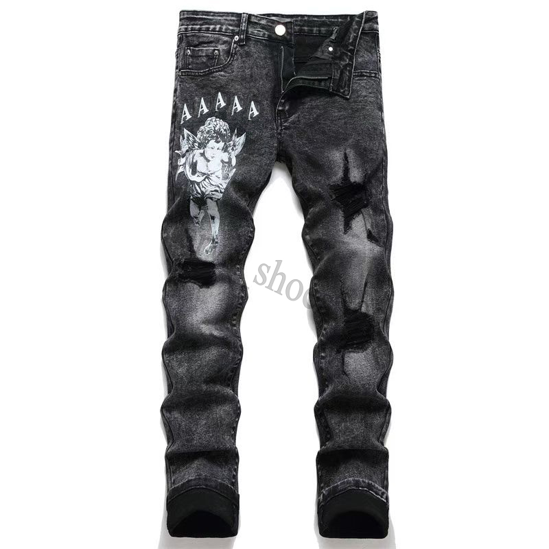 10A 2025 Luxurys Designers A Jeans Distressed France Fashion Pierre Straight Men's Biker Hole Stretch Denim Casual Jean Men Skinny Pants Elasti