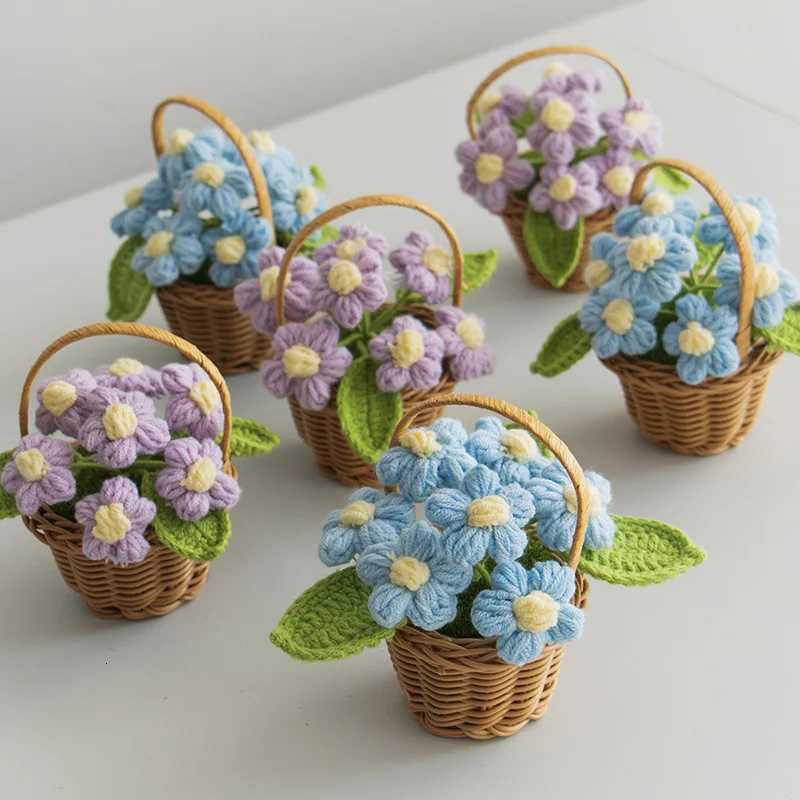 Small Flower Potted Plant Handmade Crochet Bubble Flower Desktop Decoration Ornament Wedding Souvenir Knitted Eternal Flower C251126-image-1086196416