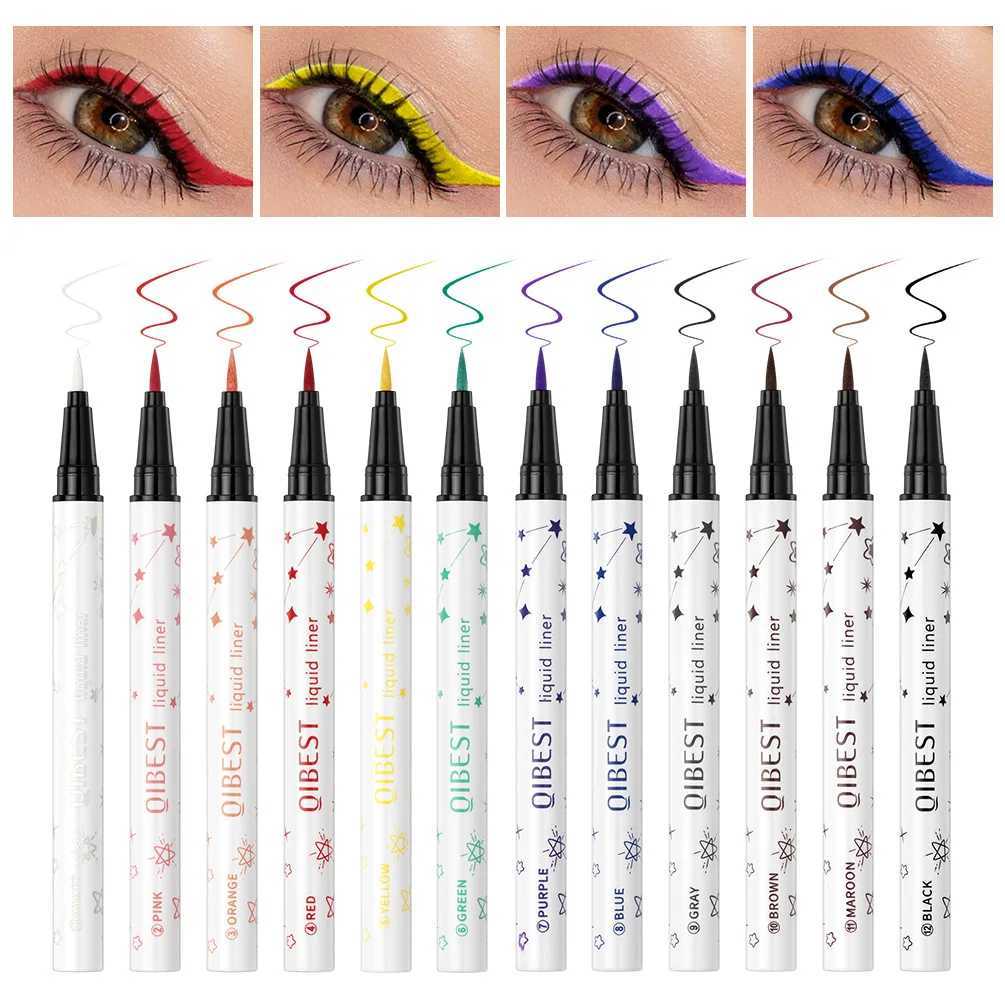 QIBEST Ultra-Thin Eyeliner Pencil Waterproof Long Lasting Smooth 12 Color Colorful Liquid Eyeliner High Makeup Pigment Eye LinerT251126-image-1086121983