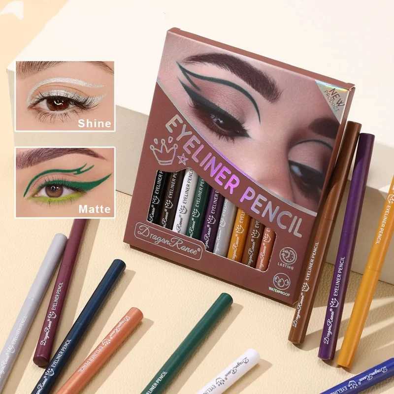 12pcs/box Black Gold Eyeliner Pencil Set Long-Lasting Waterproof Pigment Green Purple Eye Liner Pen Women Colorful Eye CosmeticsT251126-image-1086124366