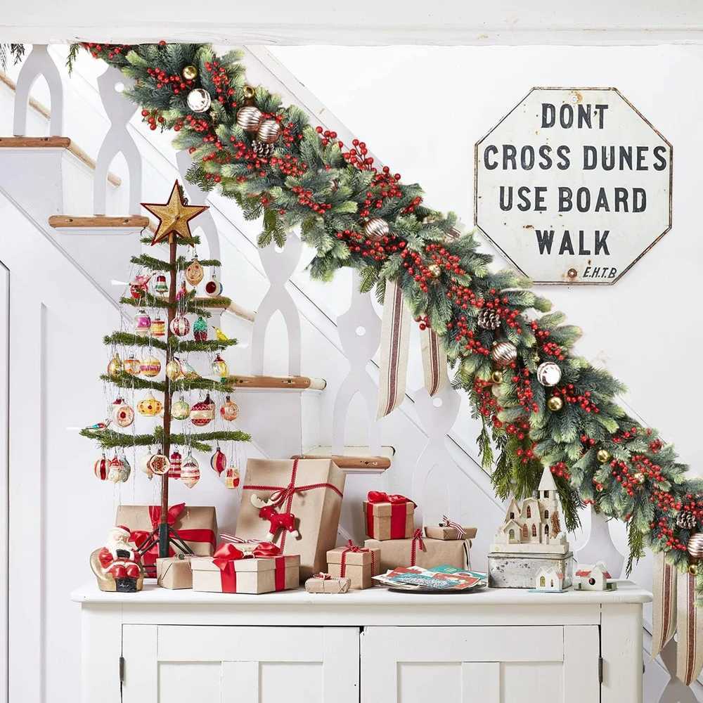 1pc Artificial Green Plants Christmas Tree Garland Wreaths Home Party Decoration Outdoor Yard Pine Tree Rattan Hanging Ornament C251126-image-1086196955