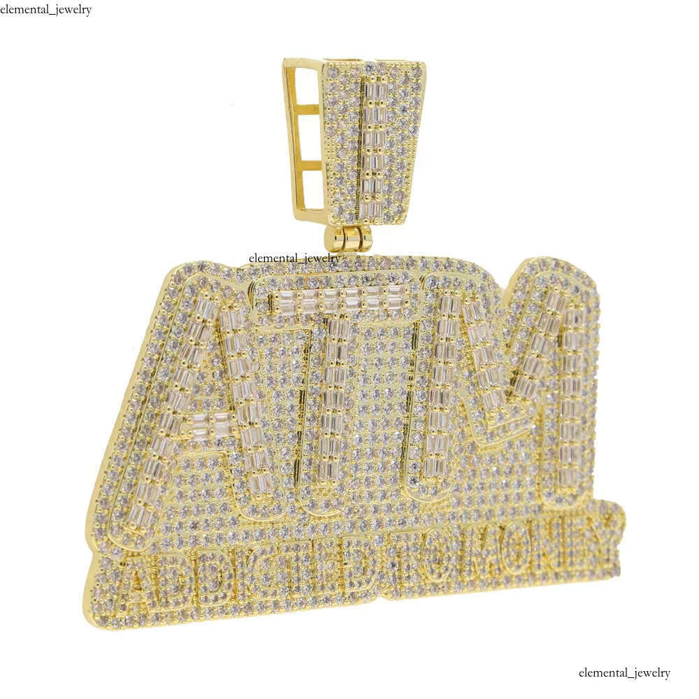 Ice out VVS Moissanite 6.00 Round Cut Gold-Containing Stone Men's Pendant with M Letter White Gold Plated Charm Sterling Sier