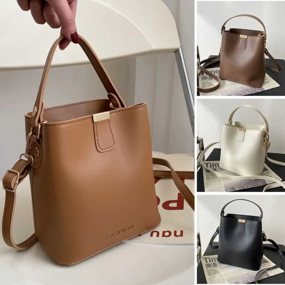 PU leather trend womens bag portable solid color womens handbag cross body handbag large capacity messenger bucket bag W250425