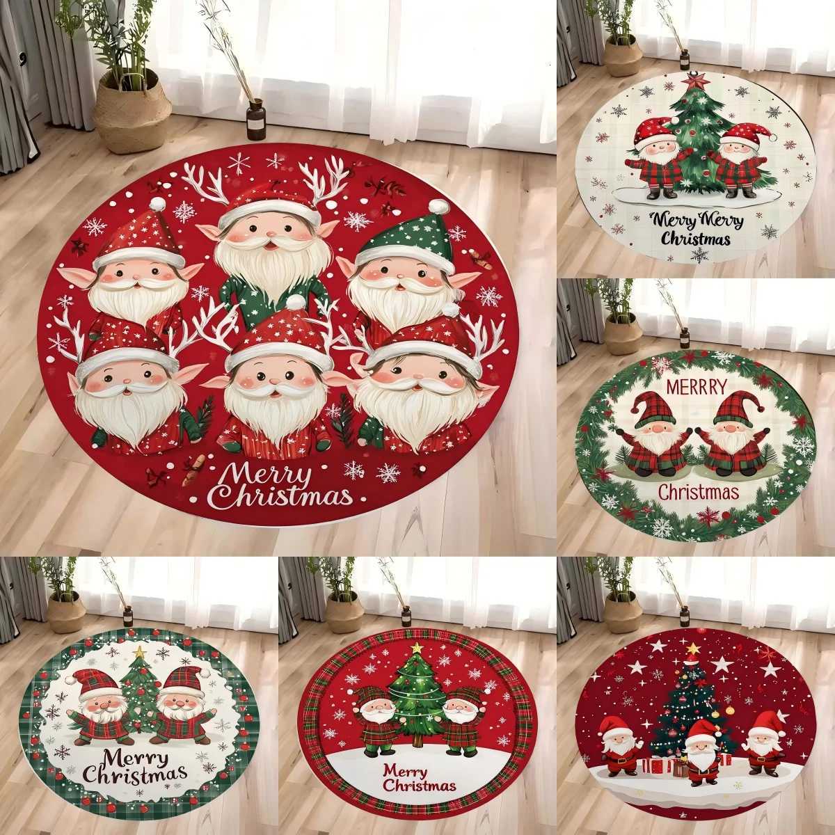 Christmas s Round Rug Soft Flannel Carpet Luxurious Style Living Room Bedroom Entryway DecorativeM251126-image-1086171211