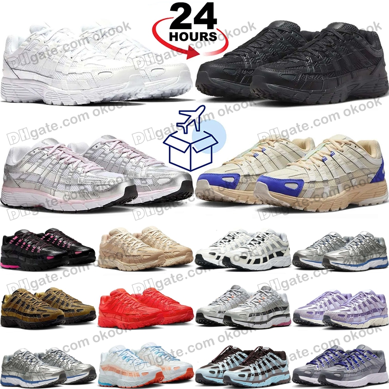 Designer P6000 Running Shoes For Men Women 6000 Trainers Metallic Silver Light Bone Laser Fuchsia Triple Black Burgundy Outdoor Sneakers Size 36--image-978883000
