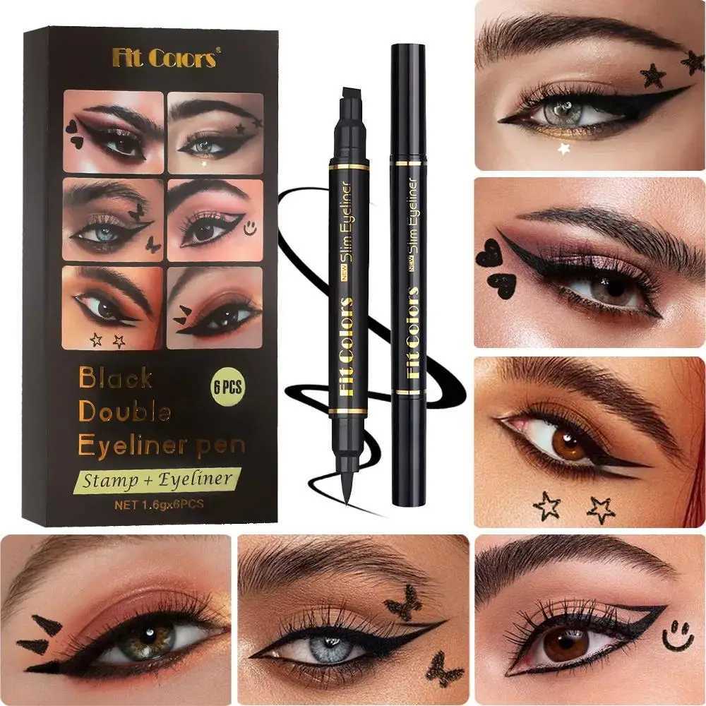6PCS Waterproof Liquid Eyeliner Set Black Heart Star Stamp Long Lasting Smudge Proof Quick Dry Eye Makeup KitT251126-image-1086122175
