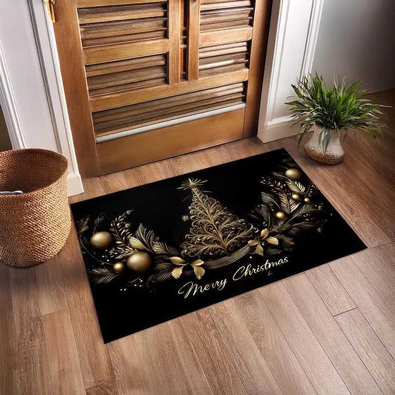 Christmas Print Doormat Merry Xmas and New Year Gift Rug for Holiday Home Decor Non-Slip Entryway MatM251126-image-1086171315
