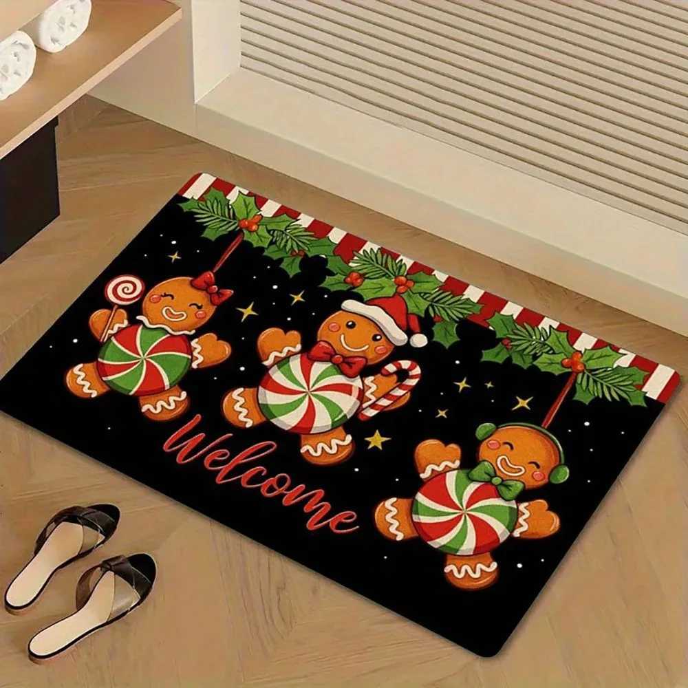 Christmas Gingerbread Welcome Mat Winter Non-slip Style Universal Holiday Doormat for Indoor Rug Bathroom Front and Back DoorsM251126-image-1086170846