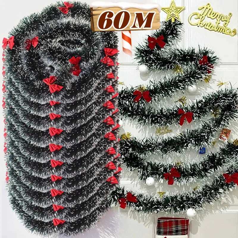 Christmas Tinsel Ribbons Garland Green Cane Wreath Xmas Tree Hanging Pendent Ornaments Wedding Party Home Decorations Supplies C251126-image-1086195373