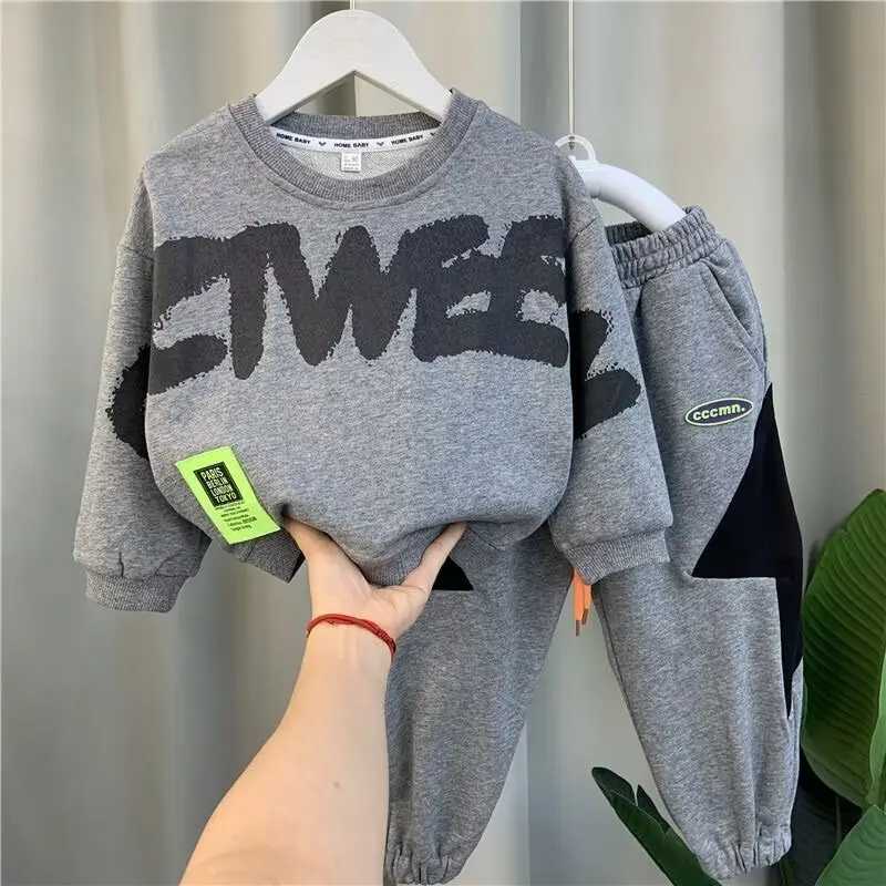 5-14Years Boys Autumn Suit 2025 New Baby Cotton Long Sleeve Sweatshirts Pants Two Pieces Children Clothing Set Casual Sport Suit H251208-image-1087662275