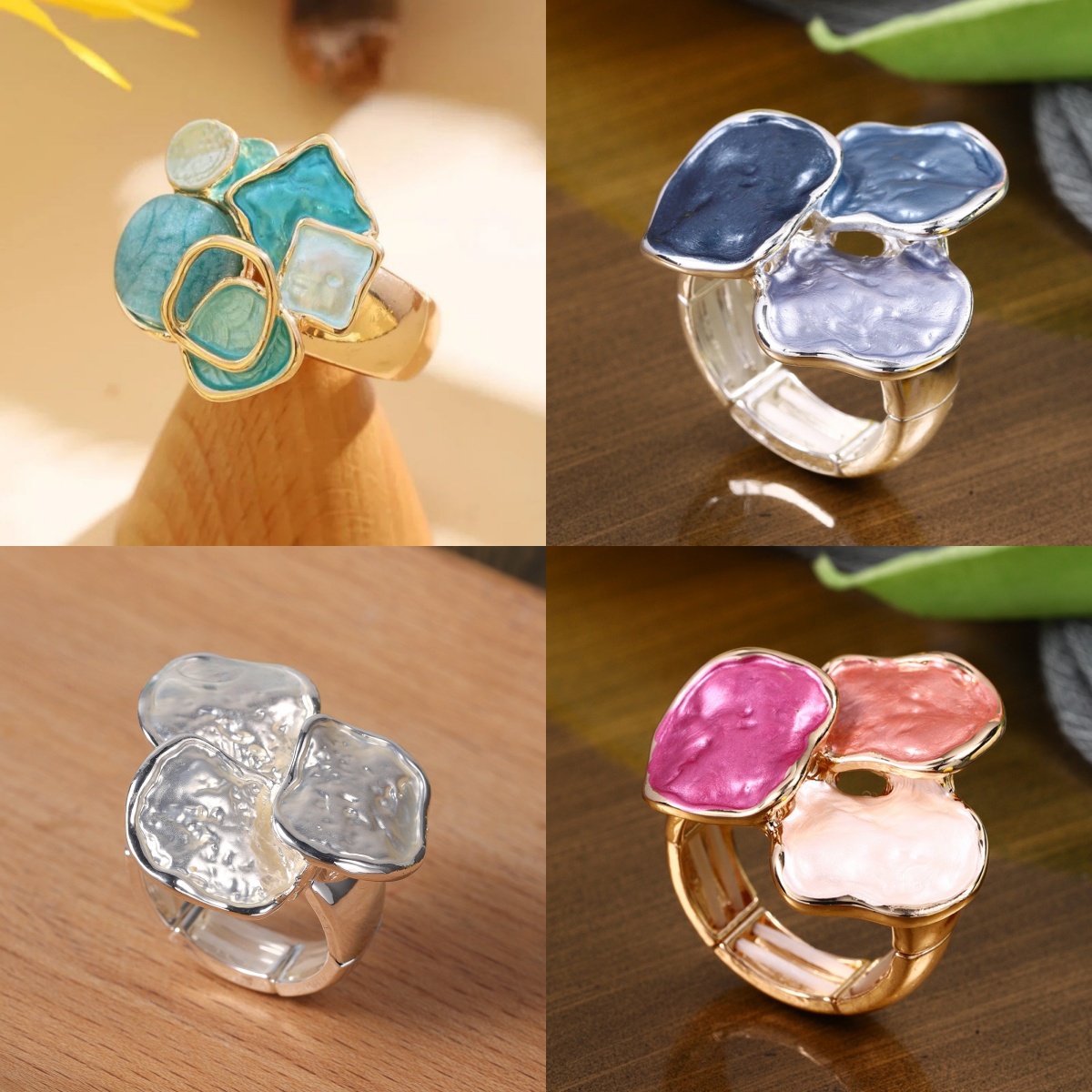 25 nouveaux anneaux de bijoux réglables en émail coloré de style palais de luxe anneaux de résine géométriques de mode pour les femmes cadeau de