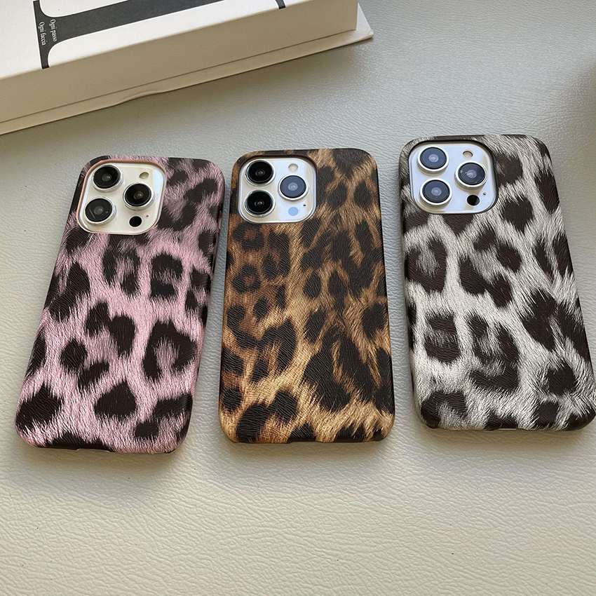 Leopard Print Phone Case For Iphone 16 15 14 13 Pro 12 11 Max Plus 16Pro Leather Texture 16Promax Phone Case Customized 15Pro 15Promax Cover 14Pr