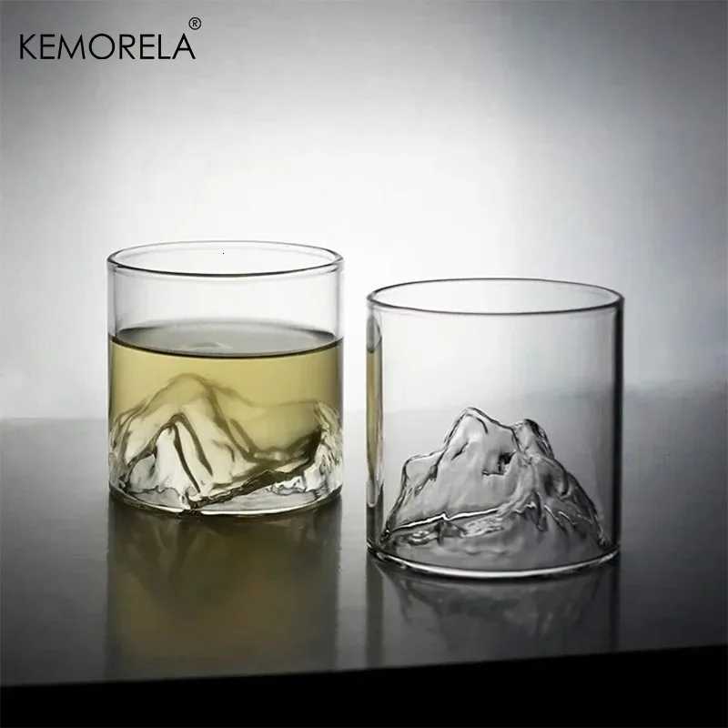 KEMORELA Mountain Glass Coffee Cup Transparent Heat Resistant 150/300ML Whisky Tea Juice Drinking Glasses for Home C251126-image-1086192806