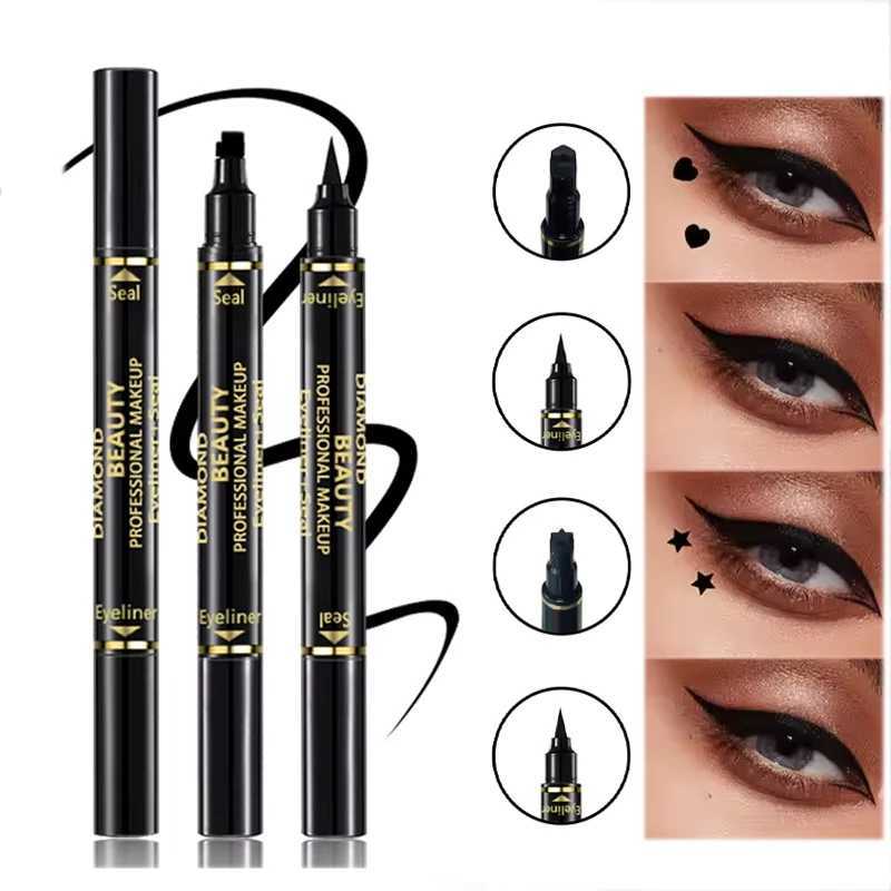 Double Head Star Print Love Eyeliner Pen Waterproof Mud Free New Palm Embellishment Eye Tail Eyeliner PenT251126-image-1086122639