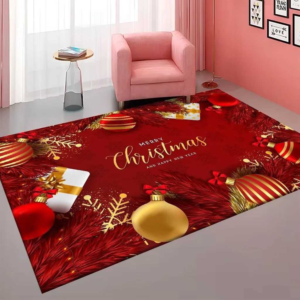Merry Christmas Gifts Pattern Red Carpet Living Room Holiday Sofa Bedroom Study Kitchen Entrance Rug Non-slip Home Decor MatM251126-image-1086170669