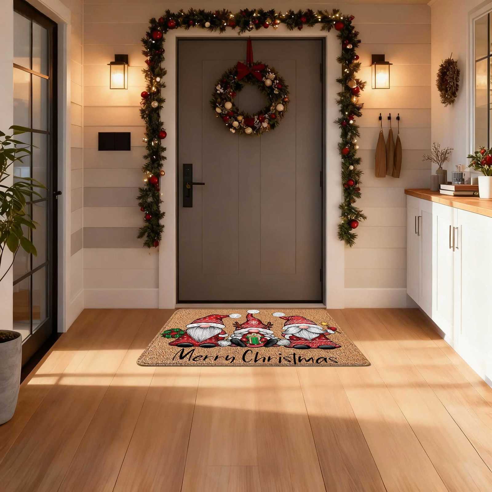 1Pc Christmas Nordic Cartoon Non-Slip Rug Absorbent Anti-Oil Doormat for Holiday Decor for entryways during ChristmasM251126