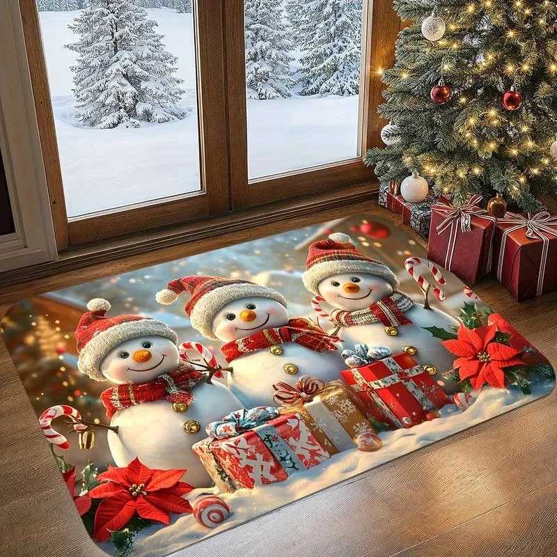 Snowmen Merry Christmas-themed Small Carpet Anti-slip Doormat Home Decor Bedroom Living Room Entryway Floor Mat Kitchen BathroM251126-image-1086170508