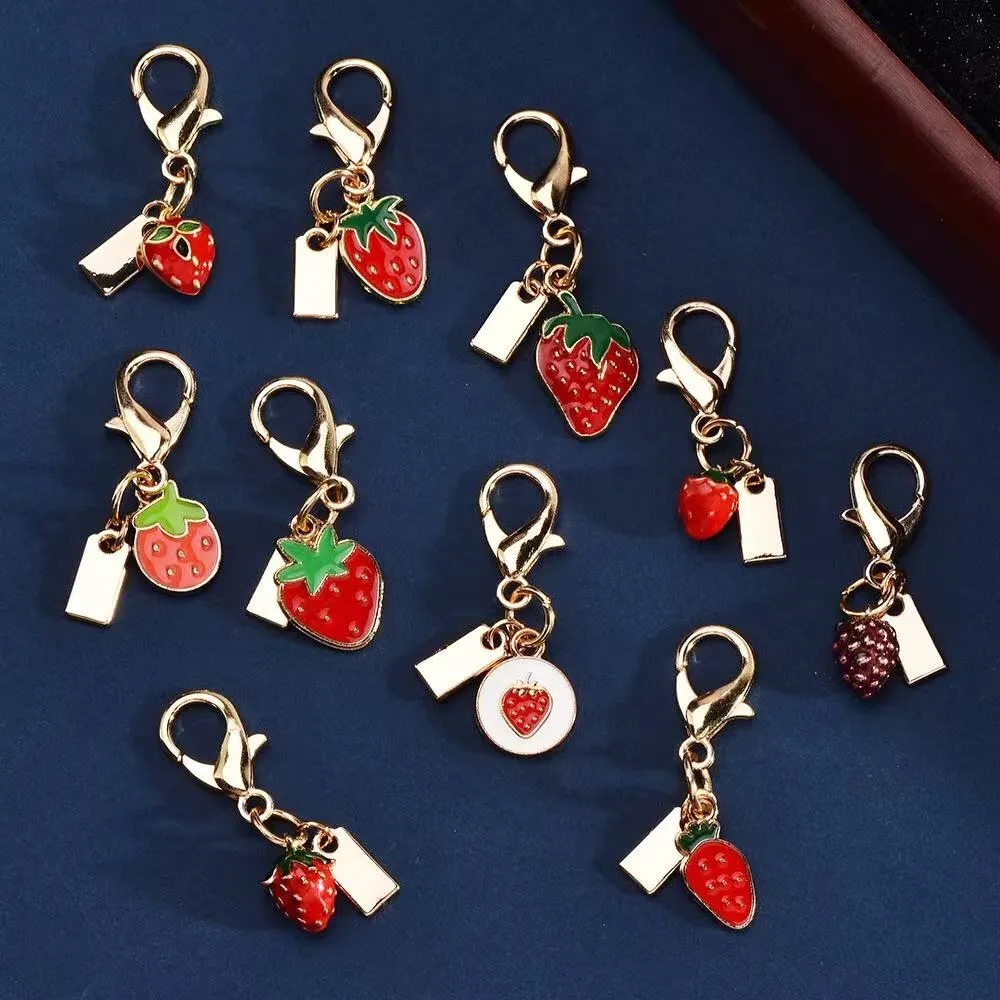 luxury keychains designer cherry Strawberry Mushroom Mini key ring for women handbag accessories cute color red pink wallet purse charm co ch key ho