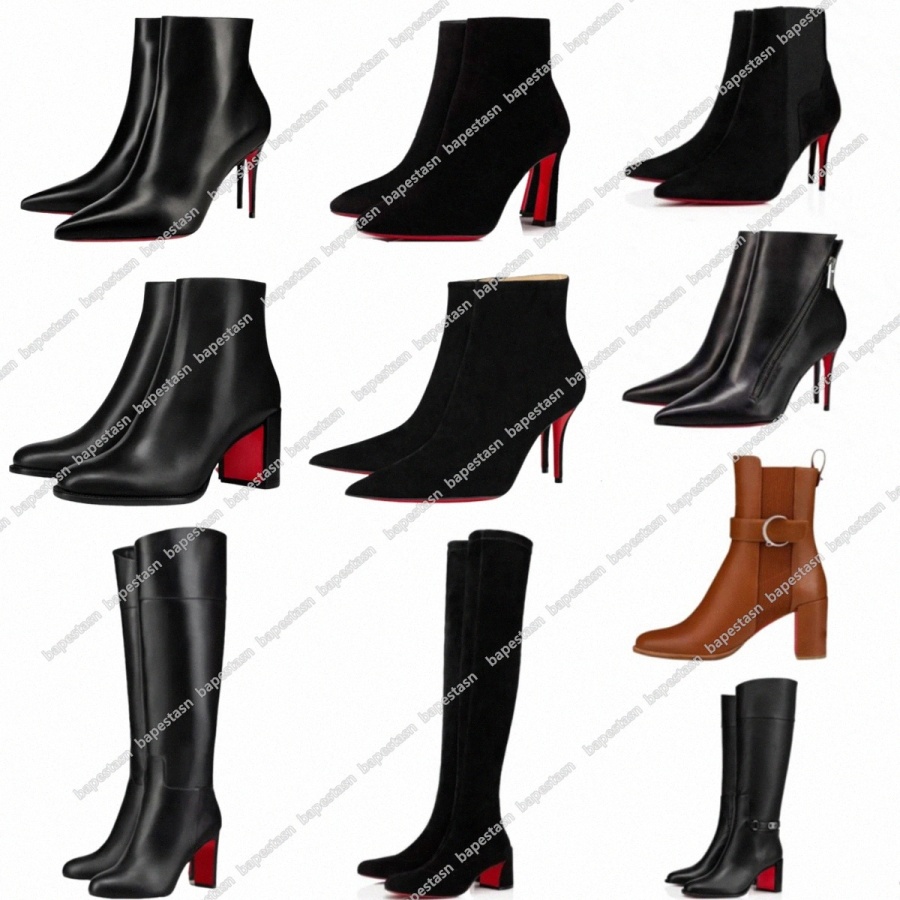 Designer Brand Boots Womens Ankle Winter quality knee-high boots Black red Brush Leather Booties Platform Sole Lady Boots size 35-42 U0Yp#