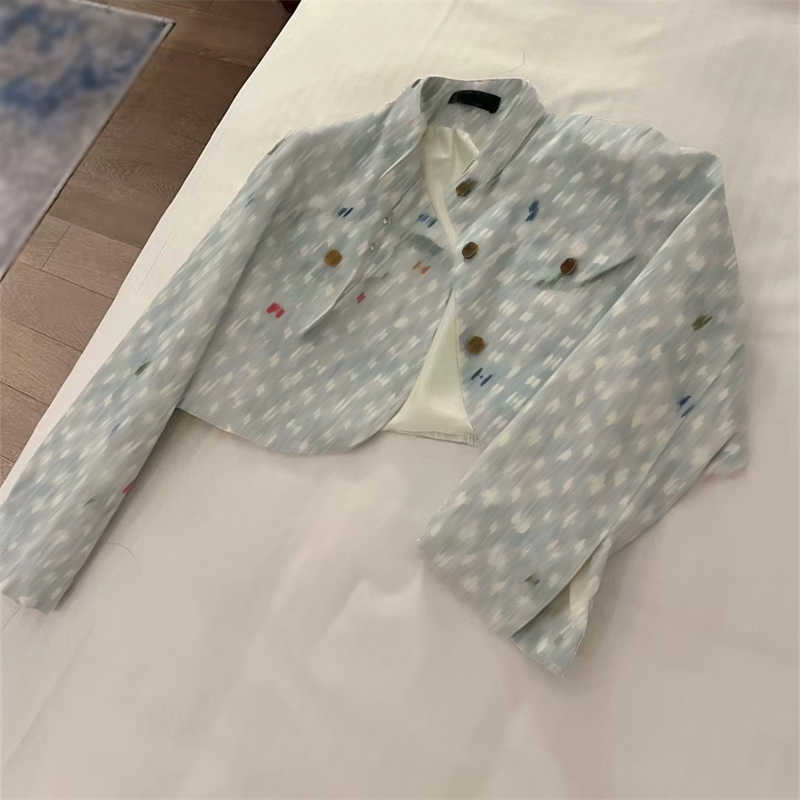 Clothes womens designer jacket blue colour denim jacket fashion Ladies Vintage Cropped Coat Spring Autumn Jackets Streetwear Long Sleeve Top