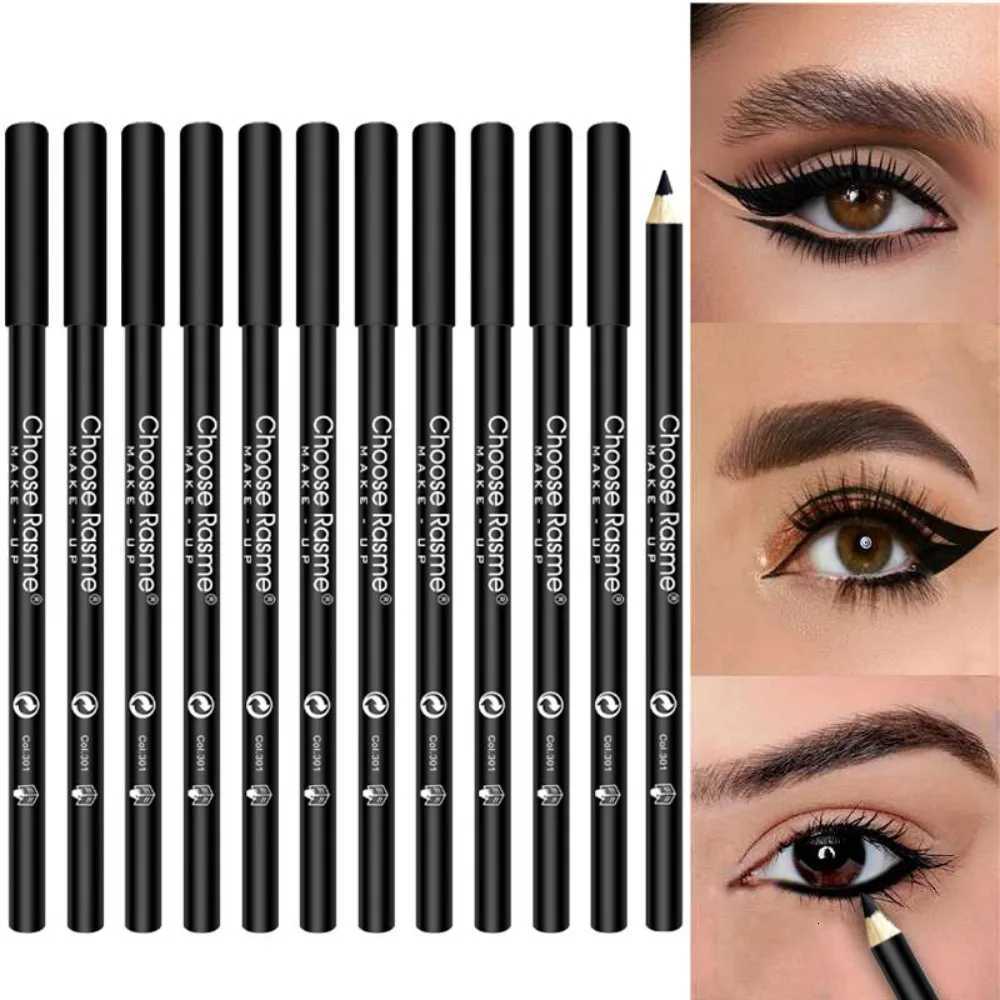 12pcs Waterproof Black Eyeliner Pencils-Smudge-Proof Long-Lasting Beginner-Friendly Eye Makeup T251126-image-1086123609