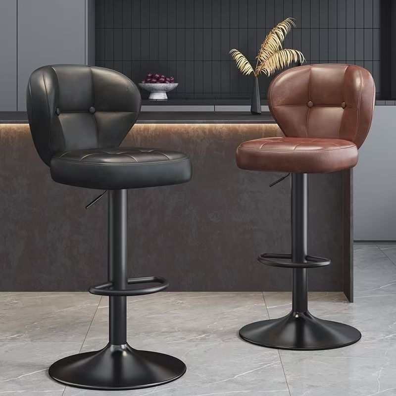 Bar stool with adjustable height and swivel Modern minimalist backrest Home front desk or bar chair Stylish high stool-image-1086151865