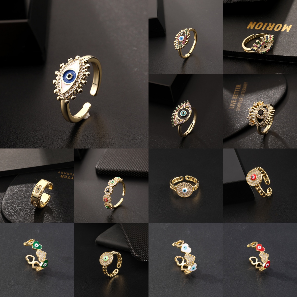 New Bohemia Lucky Turkish Blue Evil Eye Rings Dripping Oil Open Adjustable Finger Rings for Women Jewelry Gift High quality gold designer diamond
