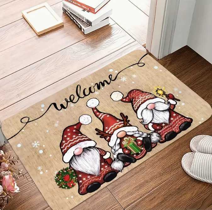 1 Holiday Santa Claus Welcome Doormat with Snowflakes and Gift Design for Interior Home Decoration CarpetM251126-image-1086170356