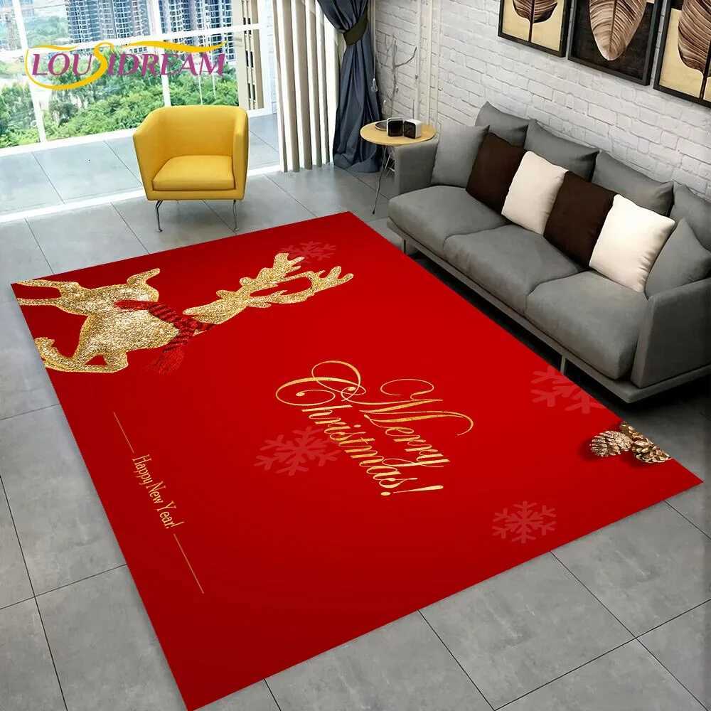 Santa Claus Christmas Tree Elk Area RugCarpet Rug for Living Room Bedroom Sofa Doormat Christmas decorationNon-slip Floor MatM251126-image-1086170920