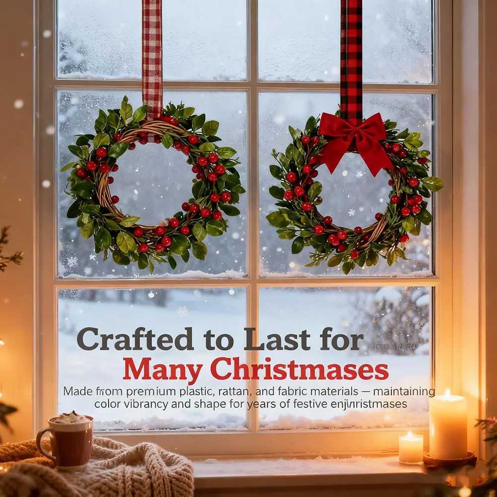 26cm Christmas Wreath Artificial Red Berry Flower Garlands Christmas Decorations Display Window Ornament Winter Home Decor C251126-image-1086198227