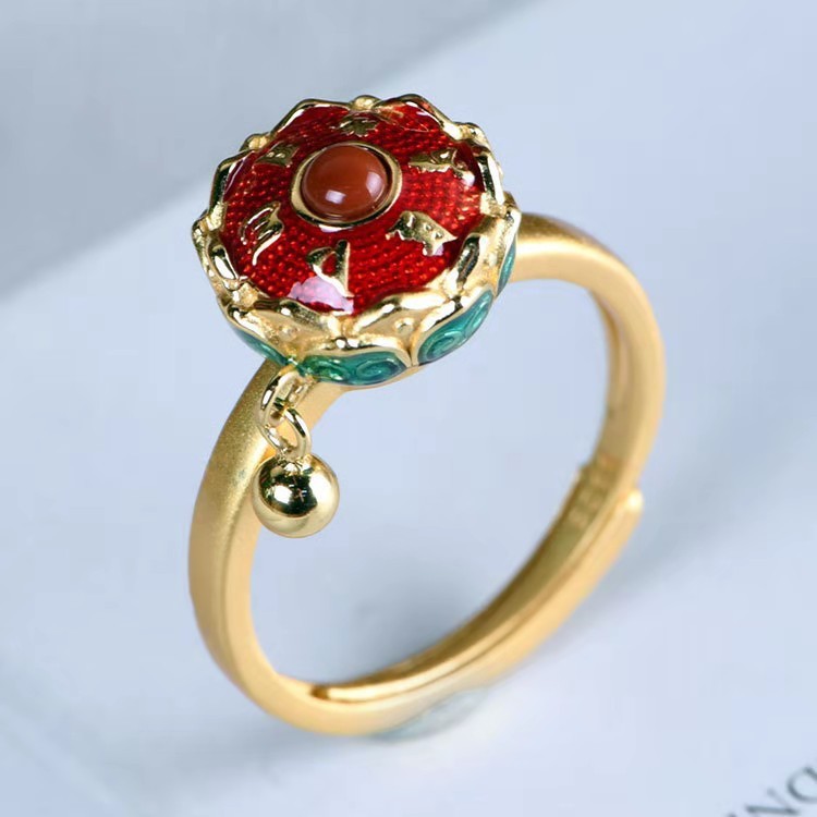Nouveau argent nouvel émail non incrusté bague style chinois rétro élégant charme femmes marque de luxe bijoux haute qualité or designer bague en