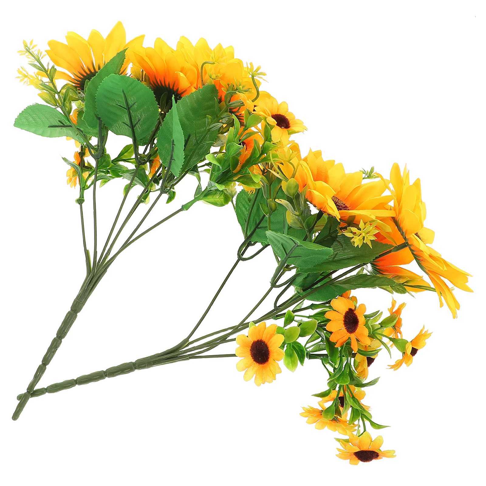 2Pcs Artificial Sunflower Bouquet Fabric Handmade Large Fake Flowers for Wedding Party Decoration C251126-image-1086195126